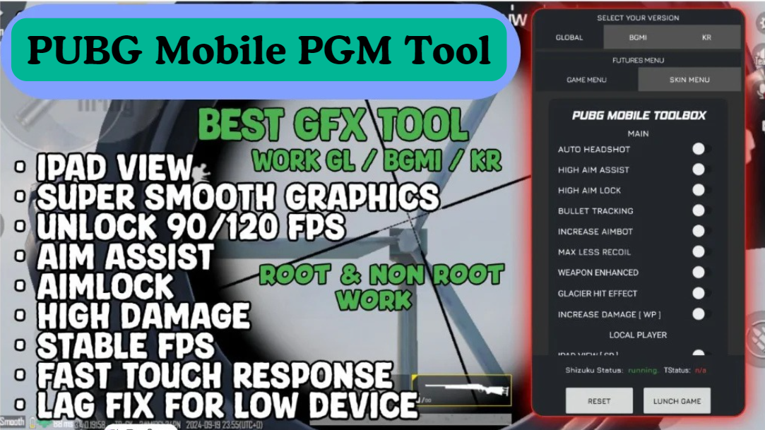 PUBG Mobile 3.8 PGM Tool, GFX Tool, With Auto Headshot