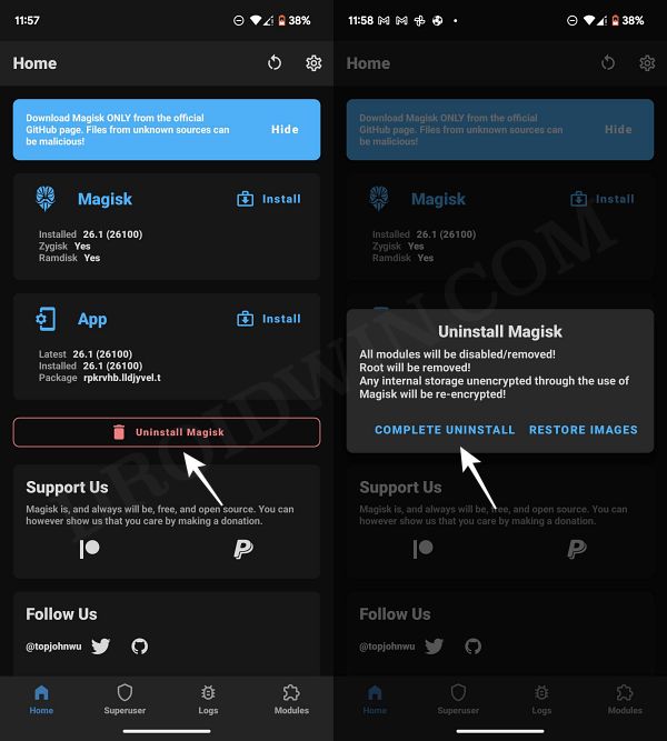 Switching Between Magisk